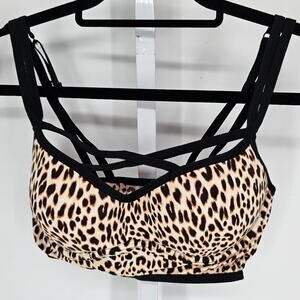 Pink by Vctorias Secret Sz M Bralette Bra Leopard Print Strappy